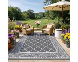 Waterproof Tuin Tapijt 270 x 360 cm, Omkeerbaar, UV-bestendig, Vouwbaar, Geschikt voor Balkon, Patio en Camping, Duurzaam en Onderhoudsvriendelijk Buitenmat
