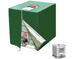 Watertankhoes - Fabriekswatertankhoes - Waterreservoir afdekzeil -Groene IBC-tankhoes met ritssluiting - 1000 liter - 120*100*116 cm - Met ritssluiting - waterdicht -winddicht -uv-bestendig -Geschikt voor watertanks buitenshuis - Groen