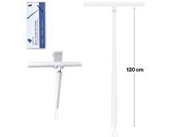 Waterval Telescopische Douchewisser – 120 cm Uitschuifbaar – 30,5 cm Breed – Inclusief 2 Ophanghaken & Raamzeem – Wit – XL Douche Trekker met Siliconen Blad