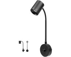 Watshome Dimbaar Stekkerlamp Plug-in LED Warm Licht - Flexibele Hals - 3W - 200 Lumen - Zwart