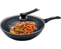 Waukeen wokpan 32cm Glazen Deksel Spatel Wok