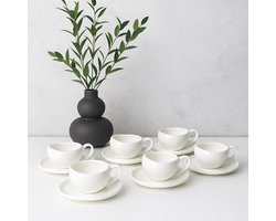 Wave Biscuit - Koffieset - 12-delig - Wit - 220ml - Porselein - Koffiekopjes