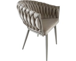 Wave chair Eetkamerstoel velvet Zand White Set van 2 Frame in kleur!