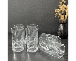 Wave longdrinkglazen set van 6 Diamond clear 280 ml vaatwasserbestendig