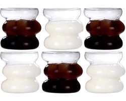 Wavy Bubbelglazen - Set van 6 - 450ml - Moderne Design Drinkglazen voor Koffie, Sap & Cocktails