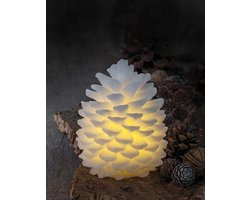 Wax Dennenappel Clara met LED lichtjes Ø10xH14cm