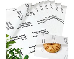 Waxed parchment paper 33 x 33 cm - 200 stuks - black - baking paper for food flowers cheese hamburgers and fries