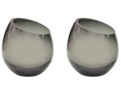 Waxinehouder Moho | Grijs | Ø12.5 x H13 cm | Set van 2 stuks