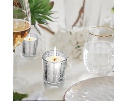 waxinelichthouder - 8 per set - kerstcadeau - glas - zilver - woon decoratie - sfeerverlichting - kaarsenhouders - theelichten houder - cadeautje - decoratie wonen