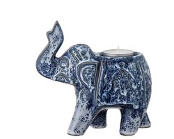 Waxinelichthouder aardewerk blauw Oliphant