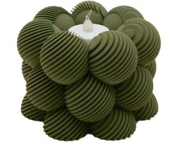 Waxinelichthouder Bubble Schuin Gestreept - Brons - 3d geprint - Moderne woonaccessoire - Stijlvolle waxinelichthouder