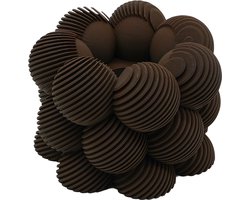 Waxinelichthouder Bubble Schuin Gestreept - Chocolade Bruin - 3d geprint - Moderne woonaccessoire - Stijlvolle waxinelichthouder