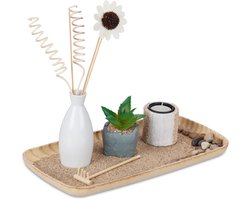 waxinelichthouder set met zen tuin, theelichthouder, zand & stenen, kunst vetplant, tafeldecoratie, kleurrijk