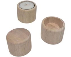 Waxinelichthouder Speelgoed - Houten Kandelaar Kinderen - Speelhoek Inrichten - Gemaakt van Rubberhout - 6 x 6 x 4 cm