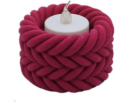 Waxinelichthouder Vlecht - Plum - 3d geprint - Geschikt voor LED waxinelichtjes – Moderne woonaccessoire – Stijlvolle waxinelichthouder