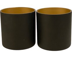 Waxinelichthoudhouder black/gold Vase the World - set van 2 stuks