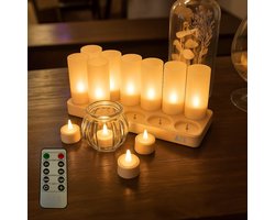 Waxinelichtjes LED Oplaadbaar - 12 Stuks - Sfeerverlichting - Duurzaam - Warm Wit