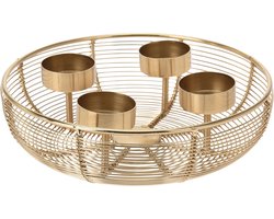 waxinelichtjeshouder - goudkleur - voor 4 waxinelichtjes - kaarsen