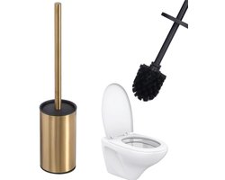 WC borstel met Houder-Rvs toiletborstel – Hygiënische toiletborstel met houder – Stijlvolle toiletborstel met spatbescherming – Schoonmaakset voor de badkamer met gouden afwerking – Geschikt voor toiletten -Toiletborstel met Houder-38*8*8cm