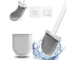 WC Borstel met Houder - Toiletborstel met Houder - Flexibel - Toiletborstel - Siliconen - Wit