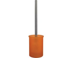 WC-borstel met houder - Toiletborstel set - Hygiënisch toilet - Glazen houder - 38 cm hoog - Oranje