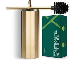 Wc borstel met houder Vrijstaand - Toiletborstel Goud - Rvs - Toilet Borstel zonder Boren
