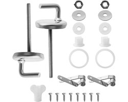 WC-bril Bevestigingsset - Toiletbril Onderdelen - Reparatie Toilet - Roestvrij Staal - Universeel Formaat - Zilver Wit