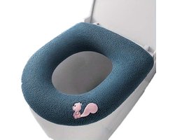 Wc Bril Hoes - Toiletbril Cover - Toiletbril - Wc Deksel - Wasbaar - Verwarmde Wc Bril - (Niet Elektrisch) - Zacht - Eekhoorn - Blauw
