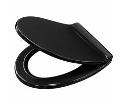 WC Bril met Softclose – Toiletbril met Deksel – Geruisloos Sluitend – Eenvoudig te Monteren – Makkelijk te Reinigen – 42 x 36 cm – Zwart