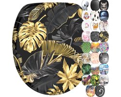 Wc-bril met softclosemechanisme, ruime keuze, hoogwaardige oppervlak, eenvoudige montage, stabiele scharnieren, (Golden Leaves)
