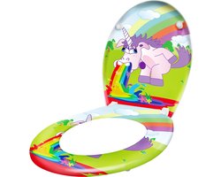 Wc-bril met softclosemechanisme, wc-bril met langzame daling, keuze uit verschillende patronen, kleurrijke eenhoorn