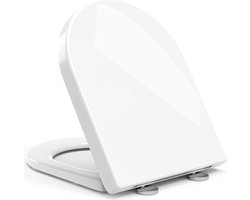 WC-bril met zachte sluiting, ruisonderdrukking en valbrake - D-vormige, eenvoudige bevestiging boven en onder, 360 graden verstelbare scharnieren, eenvoudig te installeren en te reinigen