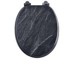 WC bril-Toiletbril met automatische neerlaatfunctie- MDF - softclose scharnier（zwart marmer）