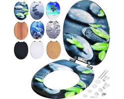 Wc-bril Toiletbril Sluitingsmechanisme MDF Metalen Scharnieren RVS Houten Toiletzitting Steen Bladeren