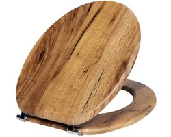 WC bril -Toiletbril - voor zowel volwassenen als kinderen - MDF- met softclose scharnier - Bruine houtkleur