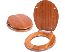WC-bril wc-deksel bamboe "Bamboo" scharnieren van roestvrij staal - hoogwaardige en stabiele kwaliteit