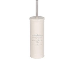 WC-garnituur Home, gesloten vintage toiletborstelhouder, van gelakt staal in crème, incl. Ø 8 cm wc-borstel, Ø 9 x 37,5 cm