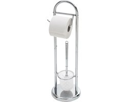 WC Garnituur met Toiletborstelhouder en Toiletpapierrolhouder - Zilver