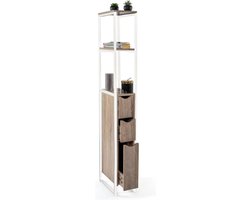 WC-kast met 3 deuren, industrieel design, met planken van metaal, wit