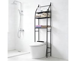 WC-meubel - Badkamerkast - Ruimte Besparen - Veelzijdige Opslag - 47 x 25 x 166 cm - Zwart