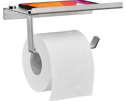 wc papier houder - plankje - rvs - wandmontage - hangend - mat zilver