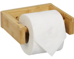 wc rol houder bamboe - muur - zelfklevend - hangend - voor wc papier