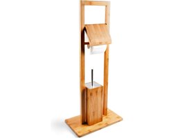 wc rol houder - bamboe - wc-borstel en toiletborstelhouder - 82 x 36 x 21 cm