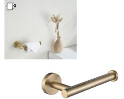 WC Rol Houder RVS - Badkamer accessoires - Toiletrolhouder - Wc rolhouder zonder klep - wc-rol stang - Badkamertoilet - keuken servethouder - Hangende WC Rolhouder - Geschikt Geschikt Voor Badkamer en Toilet - Geborsteld goud - Boren