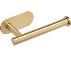 Wc-rolhouder aan de muur gemonteerd - zelfklevende toiletrolhouder 304 roestvrijstalen toiletpapierhouder - zonder boren, voor badkamer (geborsteld messing) (goud)