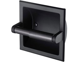 WC rolhouder - Inbouw - Toiletrolhouder - Zwart - Toiletrolhouders - RVS - Voor Badkamer - 15.5*15.5*4.8 CM - Inclusief schroeven