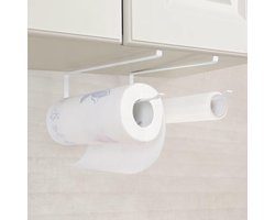 WC Rolhouder - Keukenrolhouder - Toiletrolhouder - Planchet Badkamer - Papierrolhouder Keuken Zonder Boren - 2 Stuks Rolhouder Keuken Zonder Boren - kast, papieren handdoek, rolhouder, servetten, dispenser kast voor keuken, badkamer - Wit
