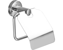 Wc rolhouder met klep - Toiletrolhouder - RVS - Boren / Zonder Boren - Toiletrolhouder - WC Papier Houder