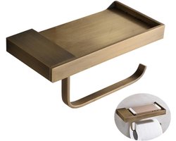 wc-rolhouder - met legplank - wandmontage - Messing - Met olie gewreven - Veelkleurig