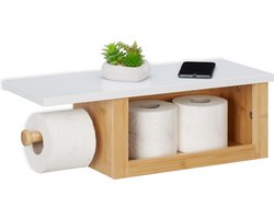 Wc rolhouder met plankje - bamboe - reserve - muur